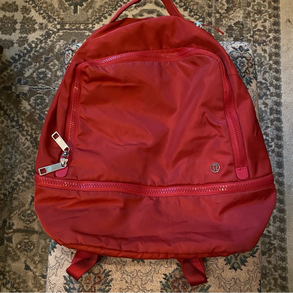Lululemon Athletica Red Backpack with Vibrant Design
